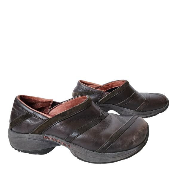 Merrell Shoes Womens Size 7.5 Primo Patch Bug Brown Slip On Comfort Clogs J63796 - Picture 1 of 10
